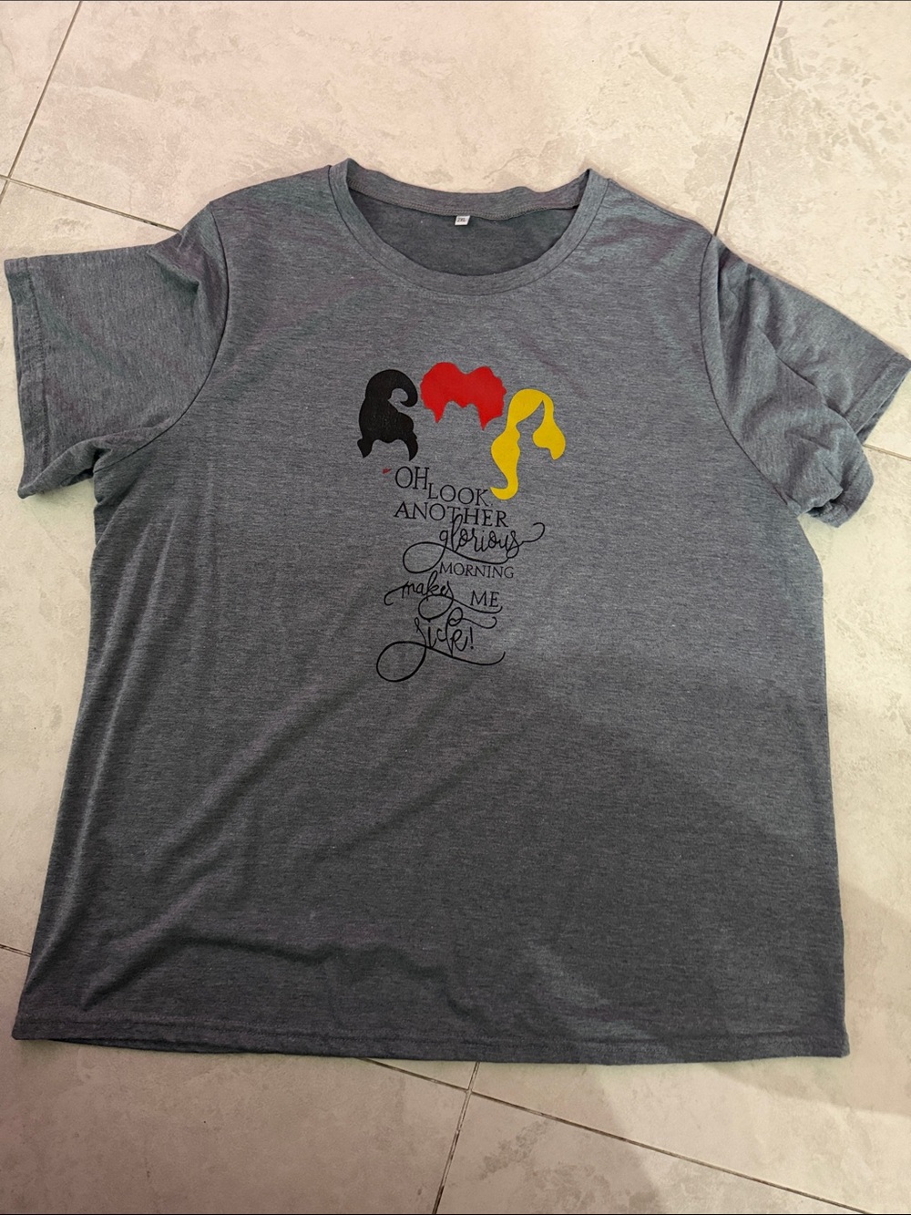 Gray Graphic Tee with Three Colorful Silhouettes